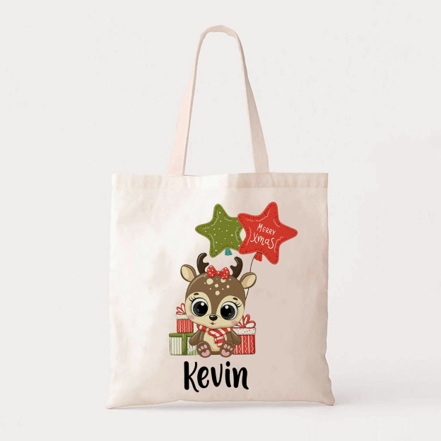 Big Eyes Deer Christmas Tote Bag