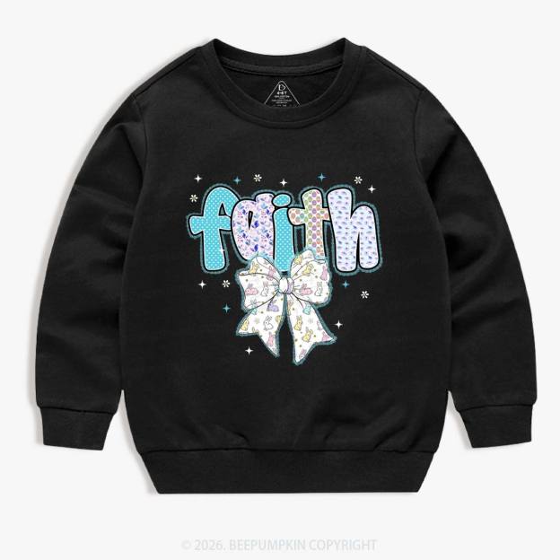 Blooming Faith Bunny Bow Kid's Sweatshirt