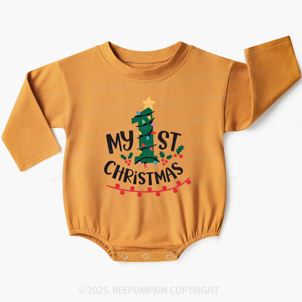 Holly Jolly 1st Christmas Baby Bubble Romper Beepumpkin