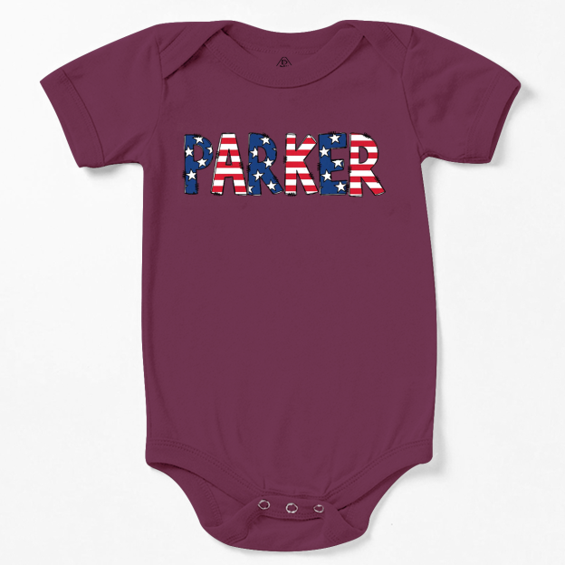 Personalized Name Patriotic Letters  Bodysuit Beepumpkin