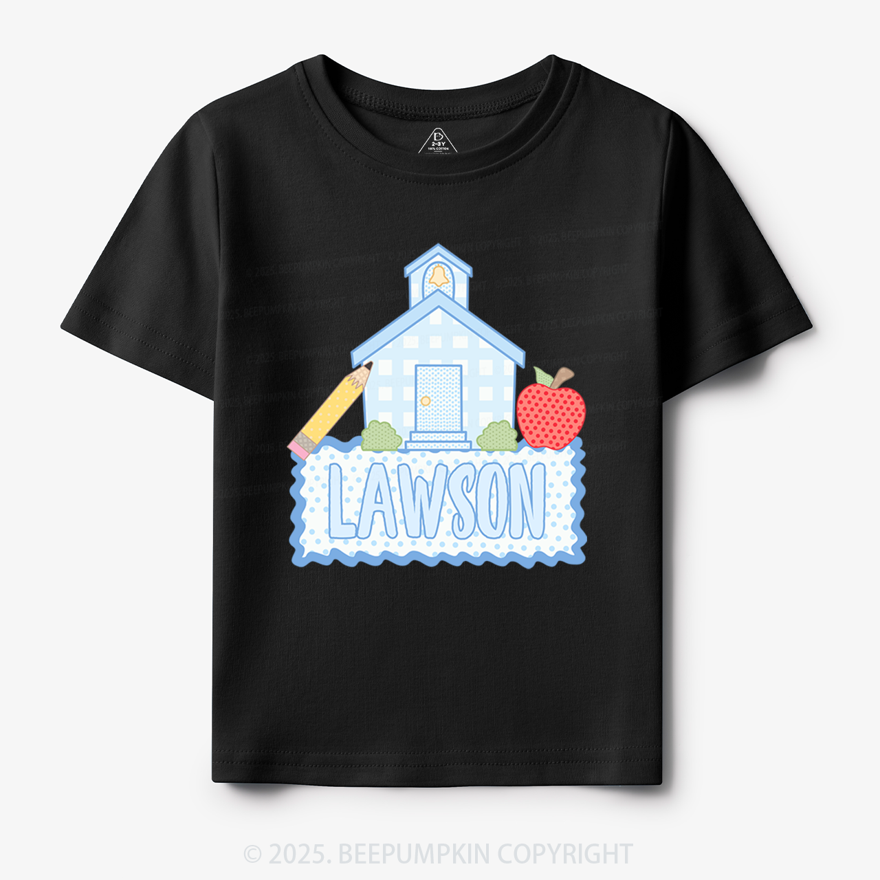Personalized Blue Schoolhouse Toddler&Kid's Tees Beepumpkin