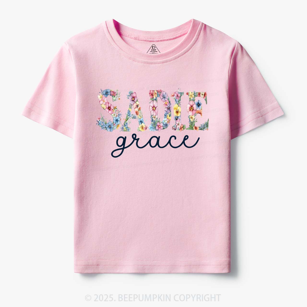 Personalized Floral Name Toddler&Kid's Tees Beepumpkin