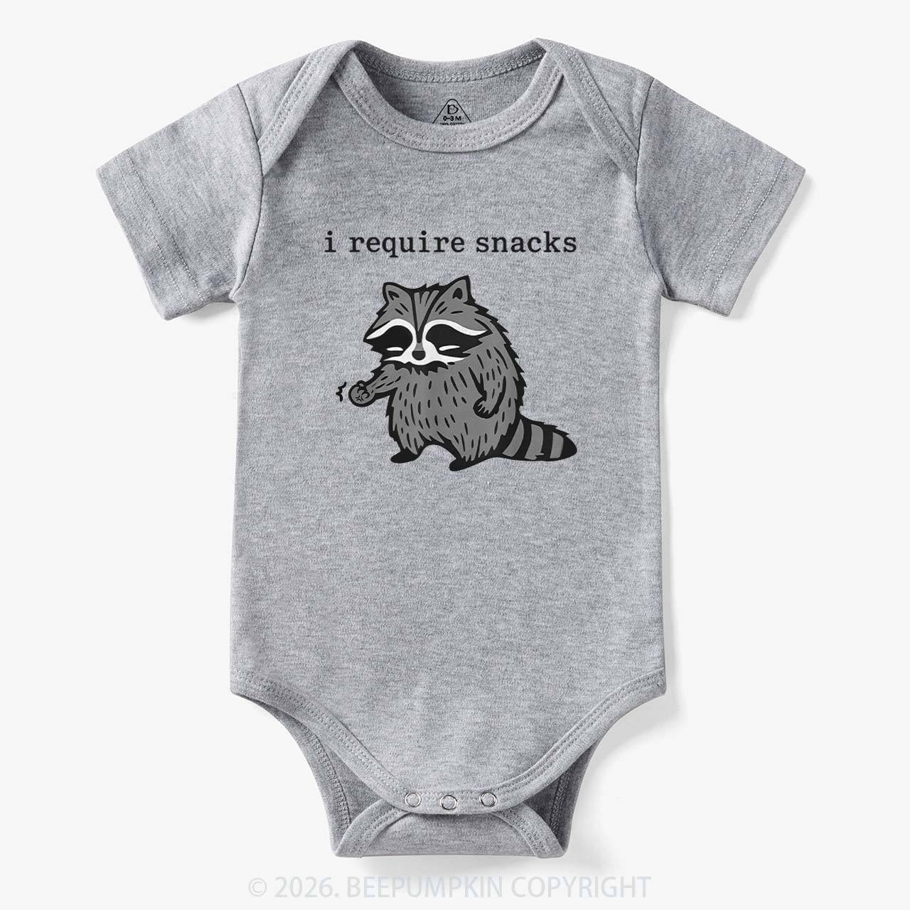 I Require Snacks Raccoon Bodysuit