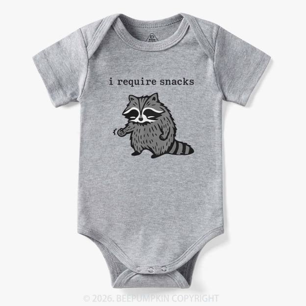 I Require Snacks Raccoon Bodysuit