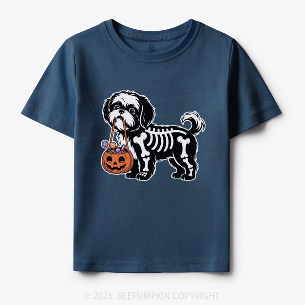 Halloween Skeleton Dog Toddler&Kid's Tees Beepumpkin