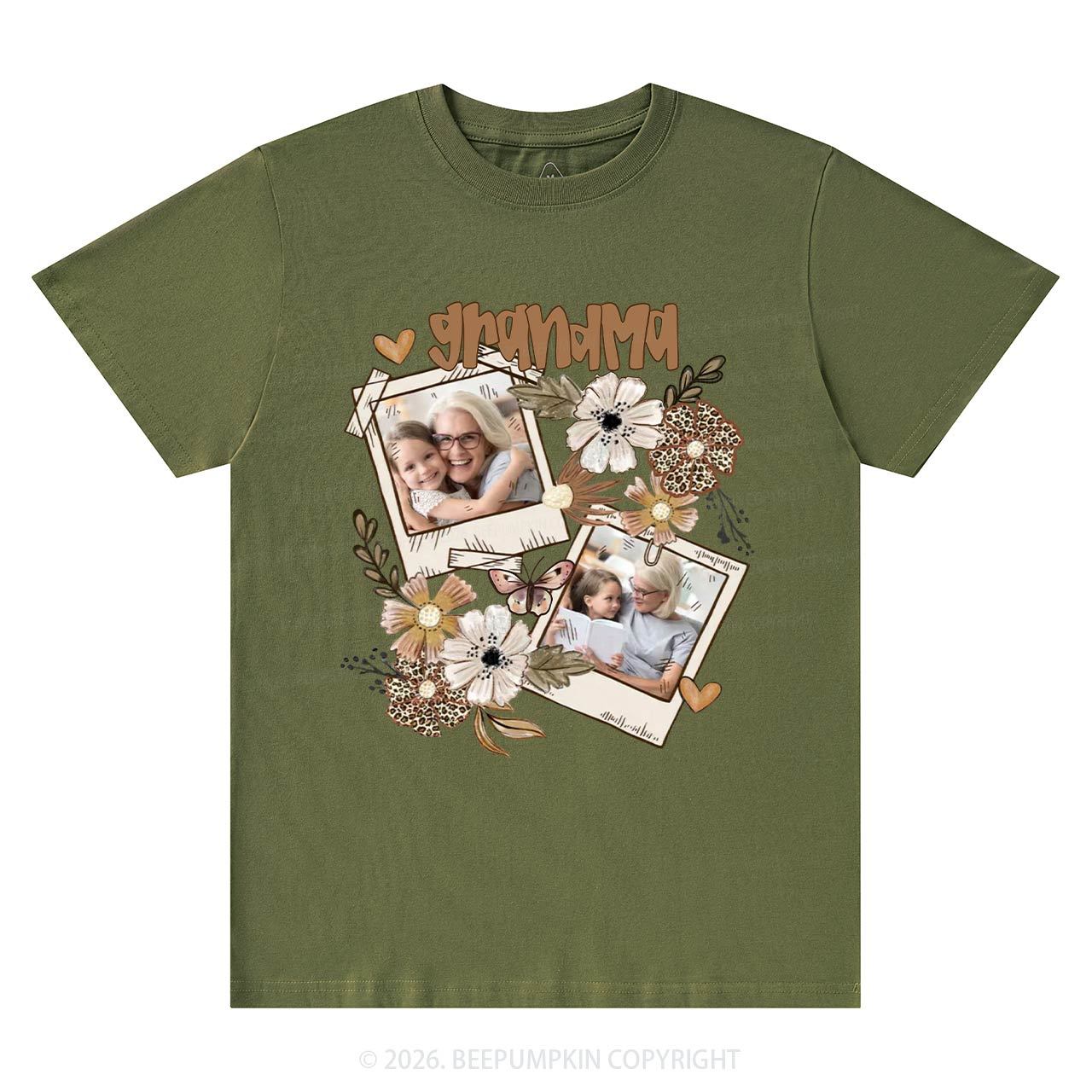 Personalized Photo With Floral T-Shirt For Mom