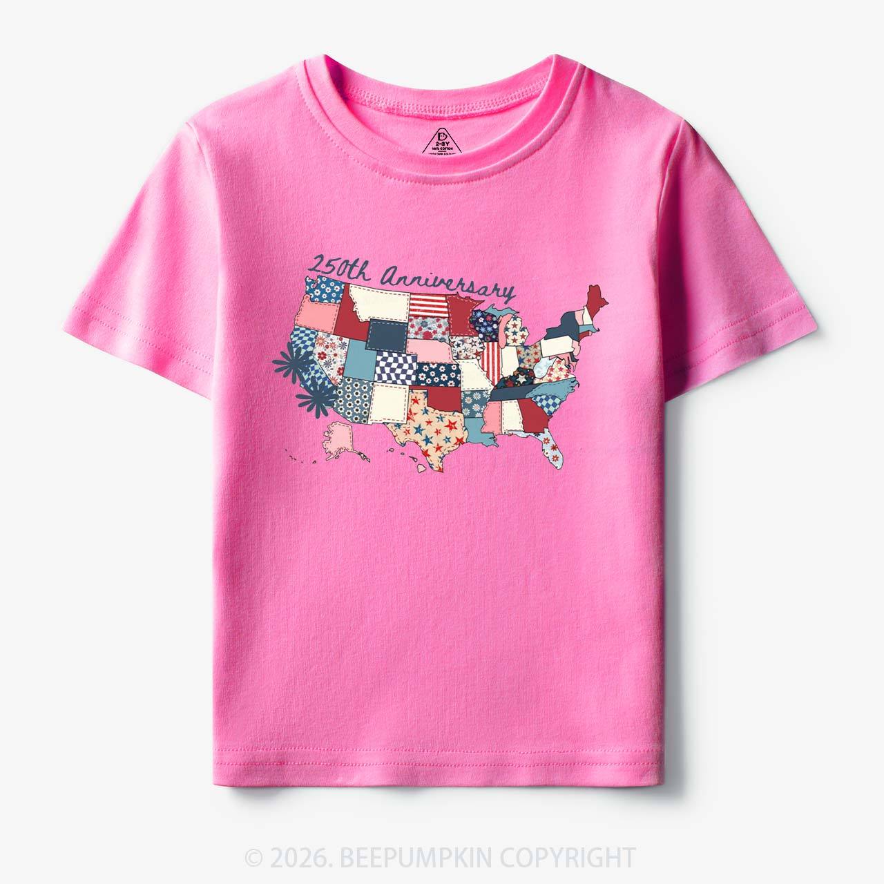 US 250 Years Patriotic Patchwork Toddler&Kid's Tees