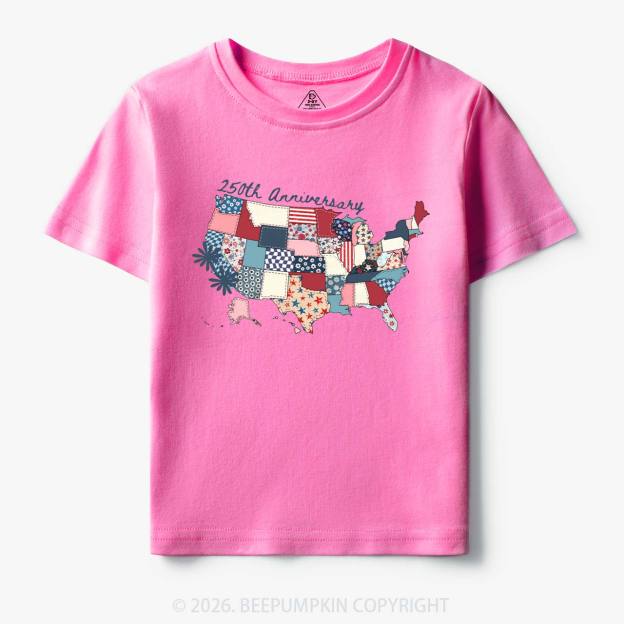 US 250 Years Patriotic Patchwork Toddler&Kid's Tees