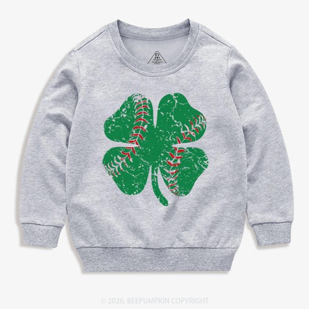 Baseball Shamrock St Patrick's Day Kid's Sweatshirt