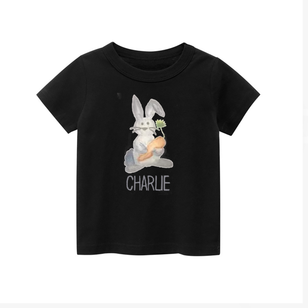 Personalized Watercolor Bunny Easter Kids Shirt