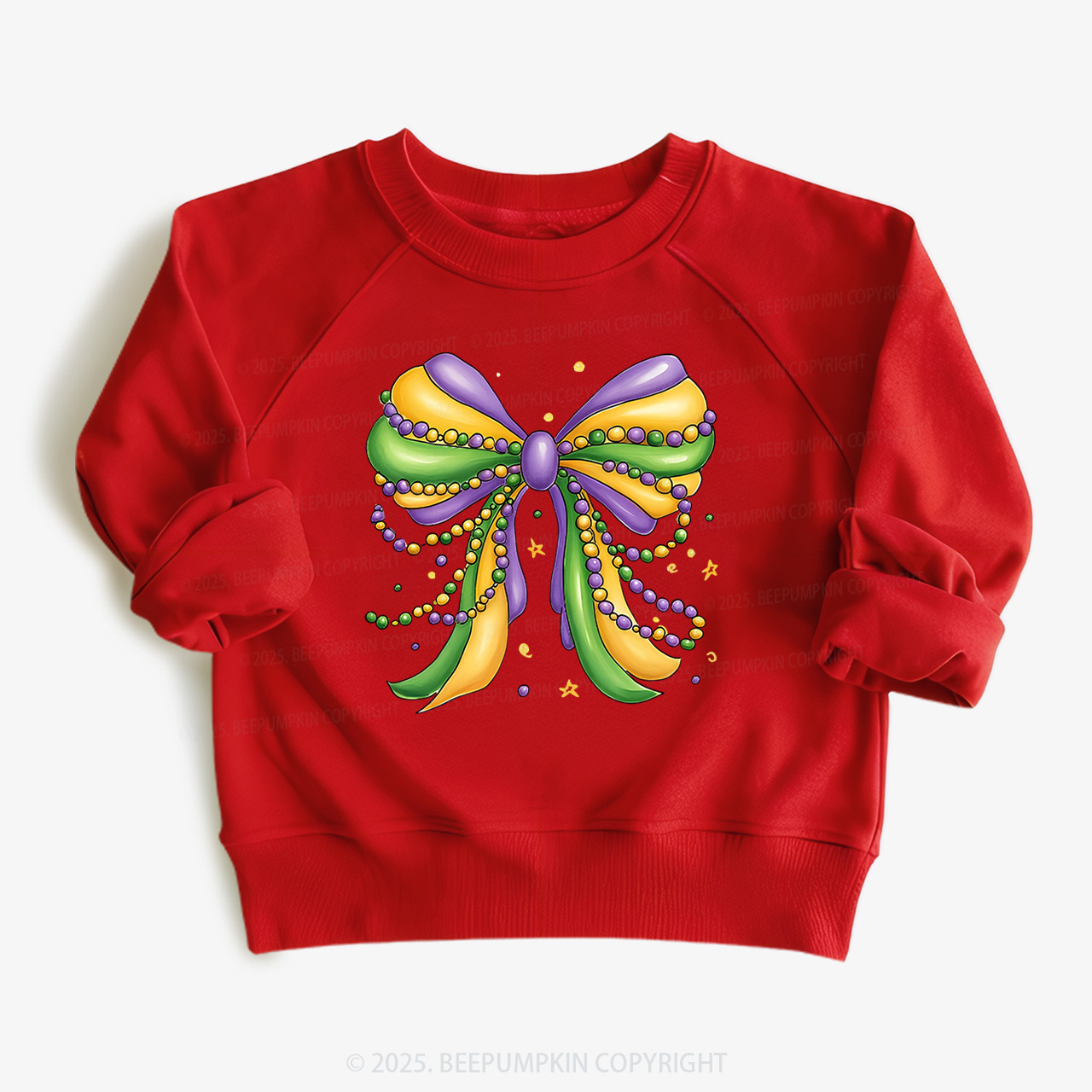 Mardi Gras Ribbon Bow Kid's Sweatshirt