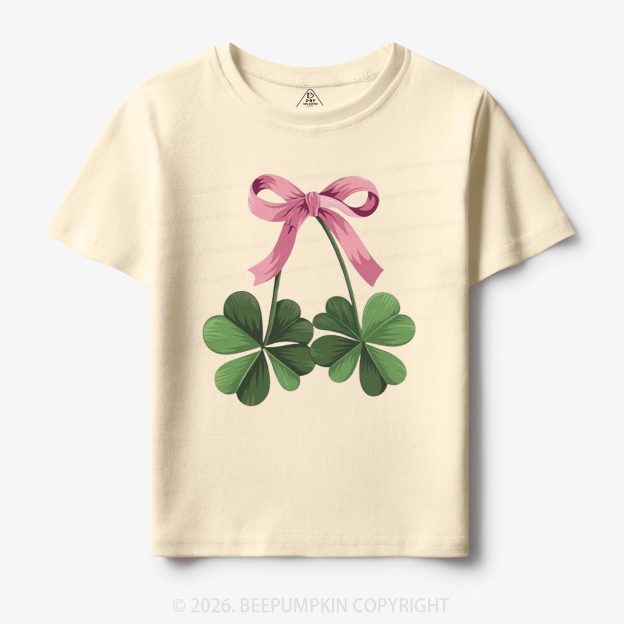 Lucky Shamrock Bow St Patrick's Day Toddler&Kid's Tees Beepumpkin
