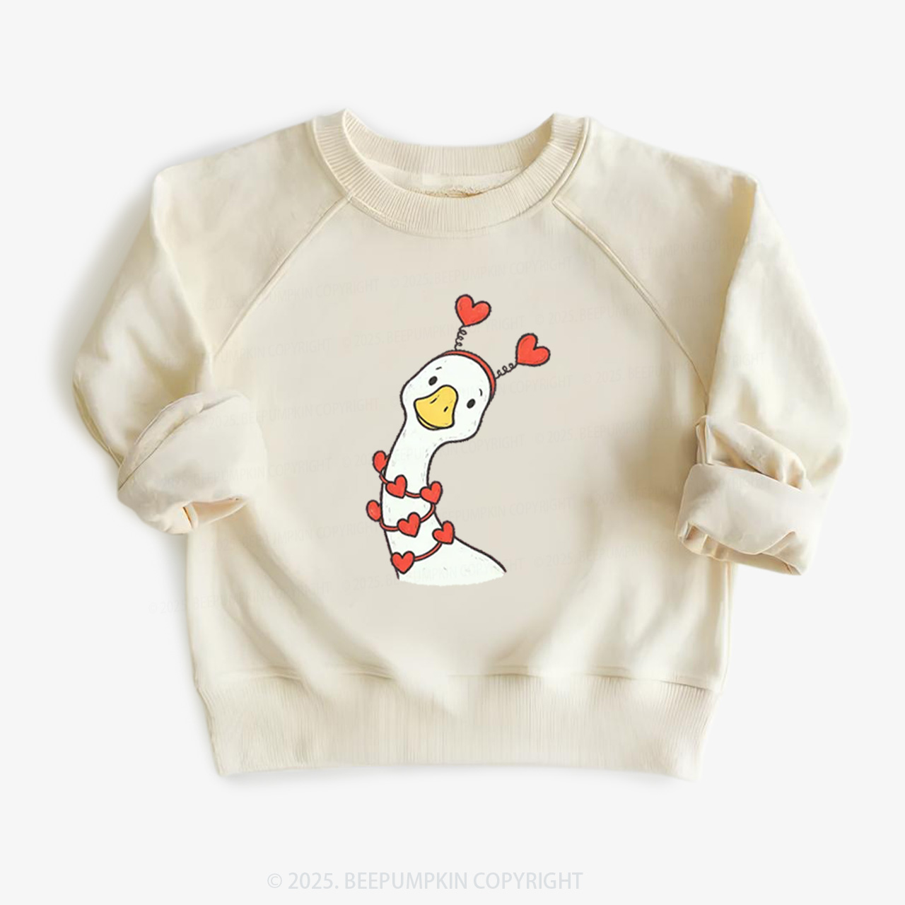 Pink Bow Preppy Goose Valentine Kid's Sweatshirt