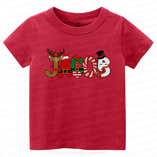 Personalized Christmas Colorful Monogram Toddler&Kids Tees 