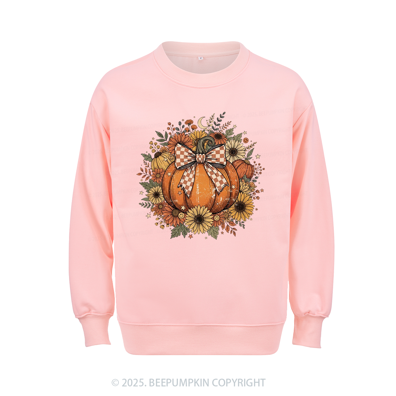Fall Coquette Boho Floral Pumpkin Bow Sweatshirt Beepumpkin