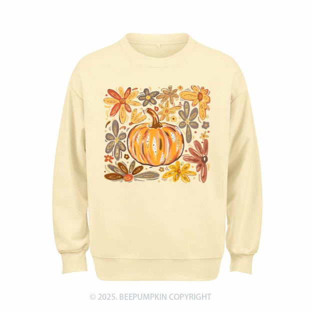 Glitter Boho Fall Floral Pumpkin Sweatshirt Beepumpkin