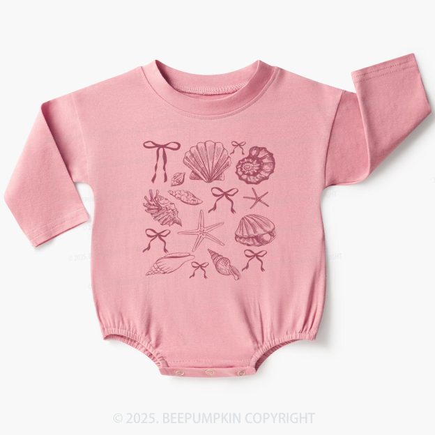 Bow Coquette Seashell Baby Bubble Romper Beepumpkin