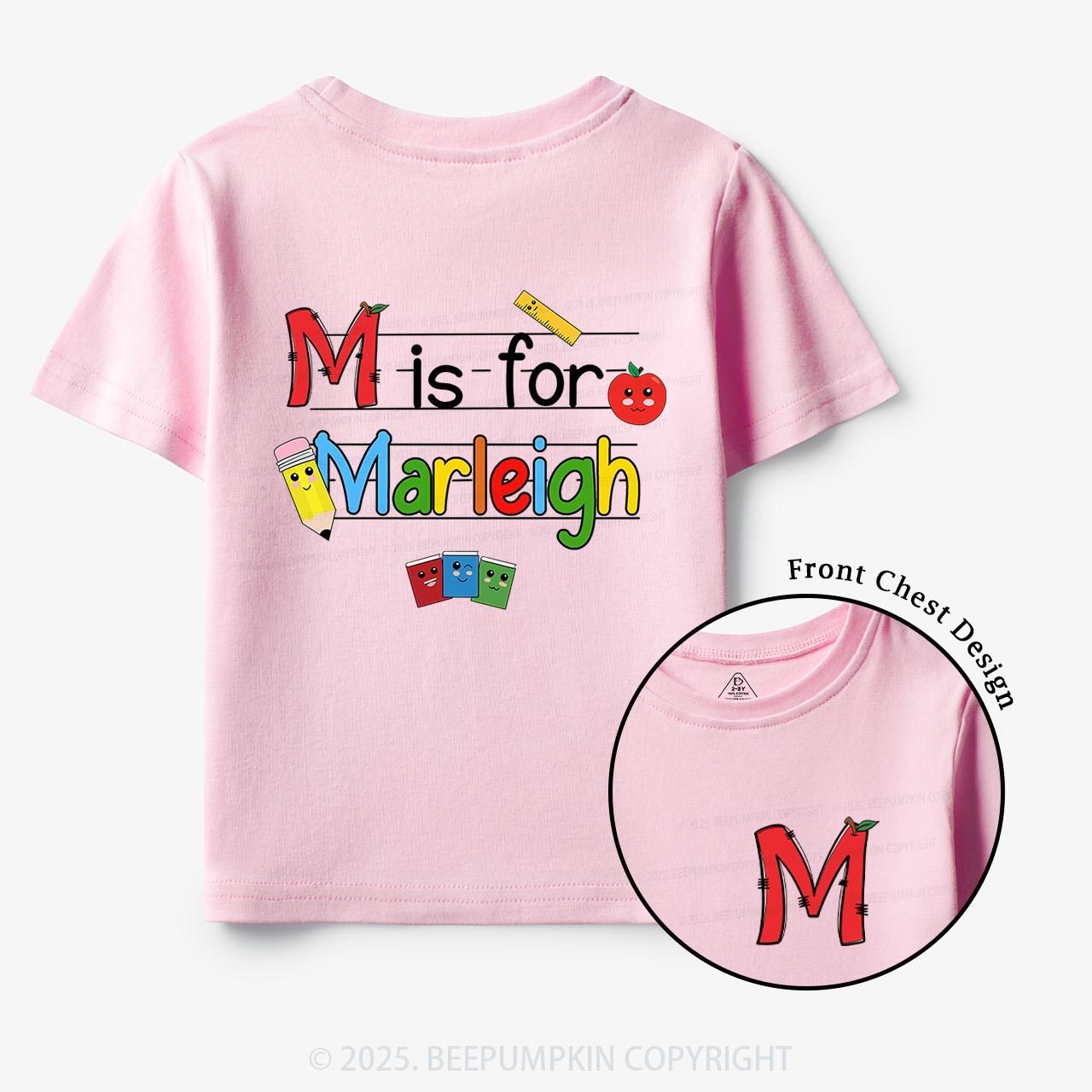 Personalized Kids Color Name Back To School Toddler&Kid's Tees Beepumpkin