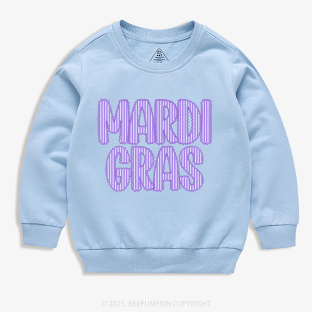 Purple Seersucker Mardi Gras Kid's Sweatshirt