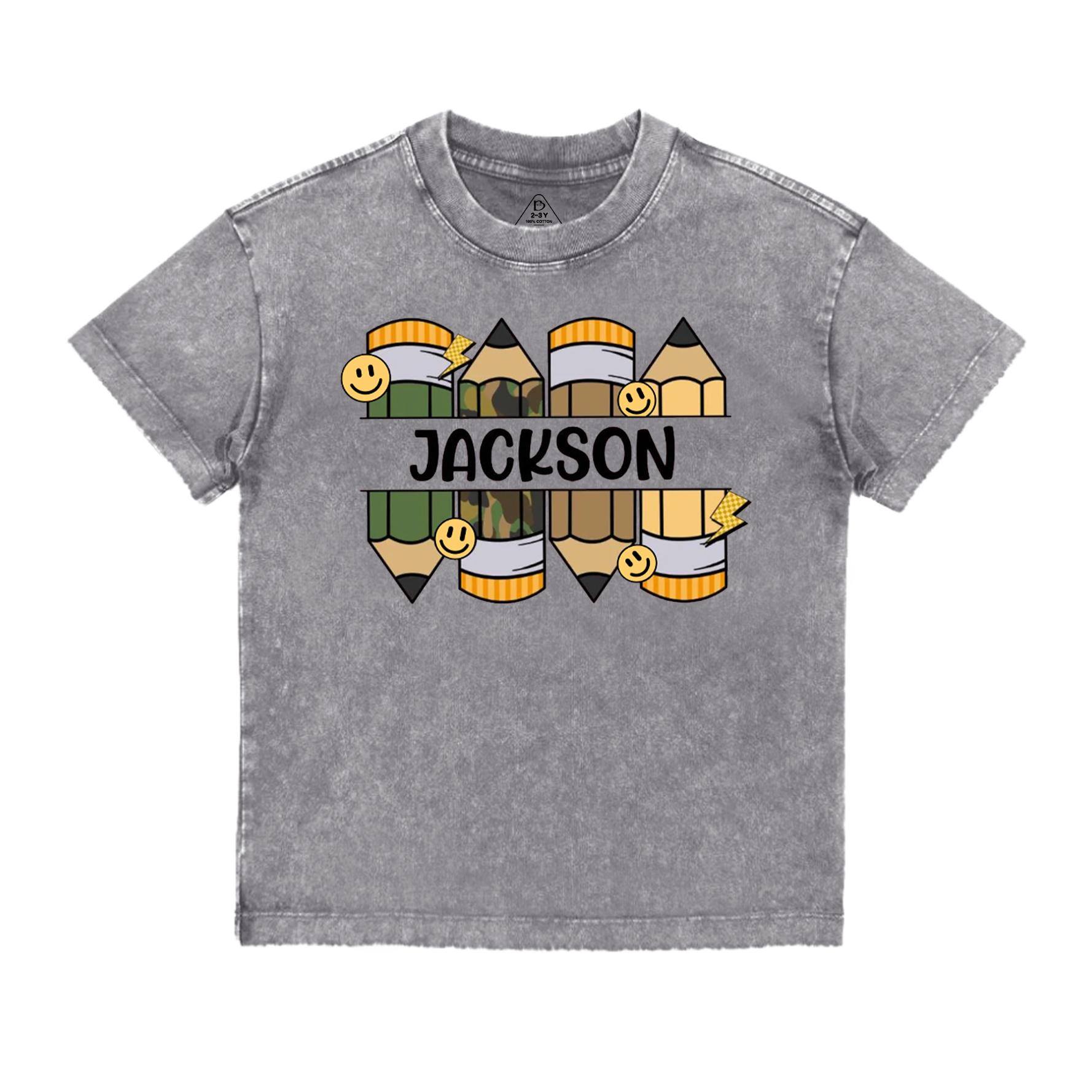 Personalized Pencil Kid Name Toddler&Kids Washed Tees