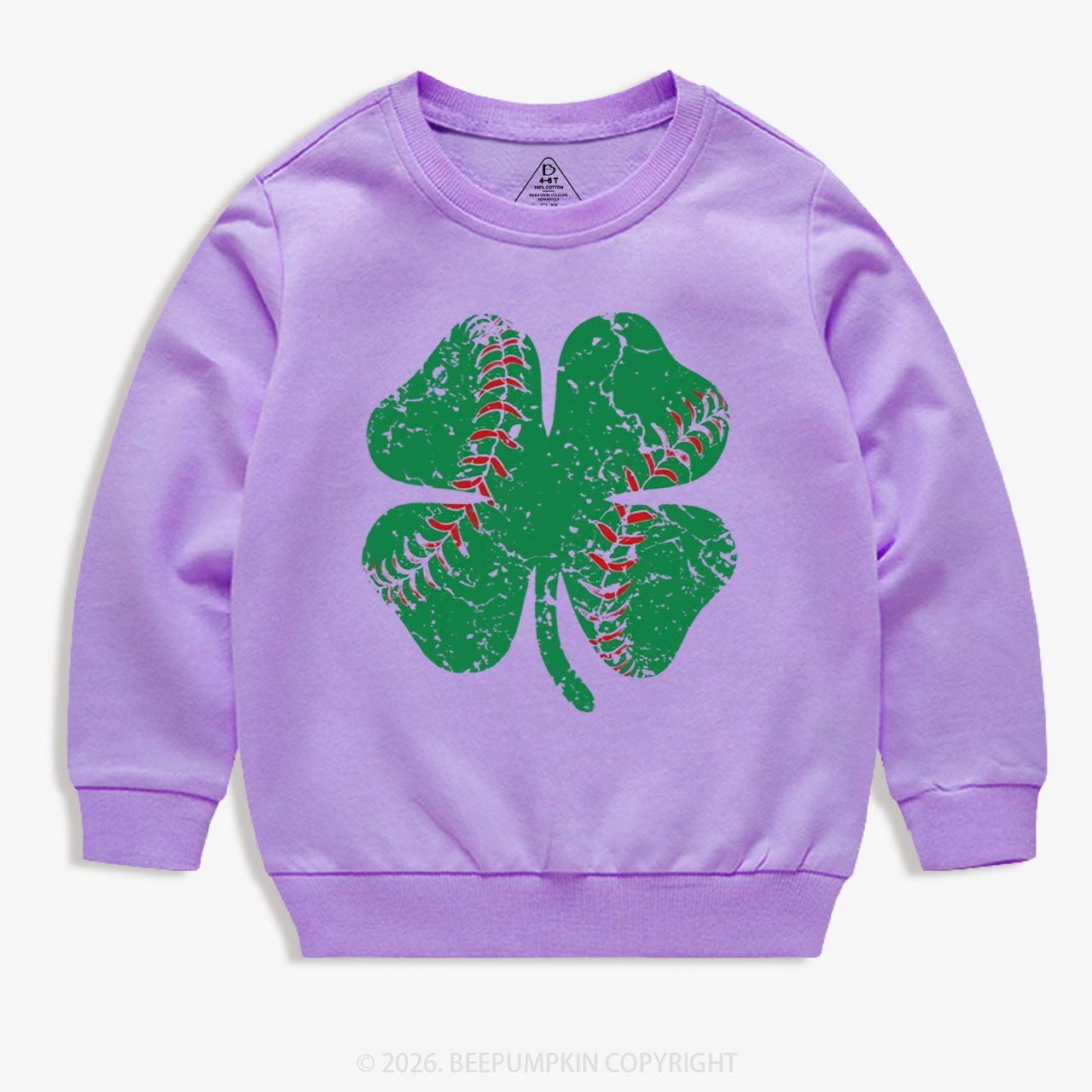 Baseball Shamrock St Patrick's Day Kid's Sweatshirt