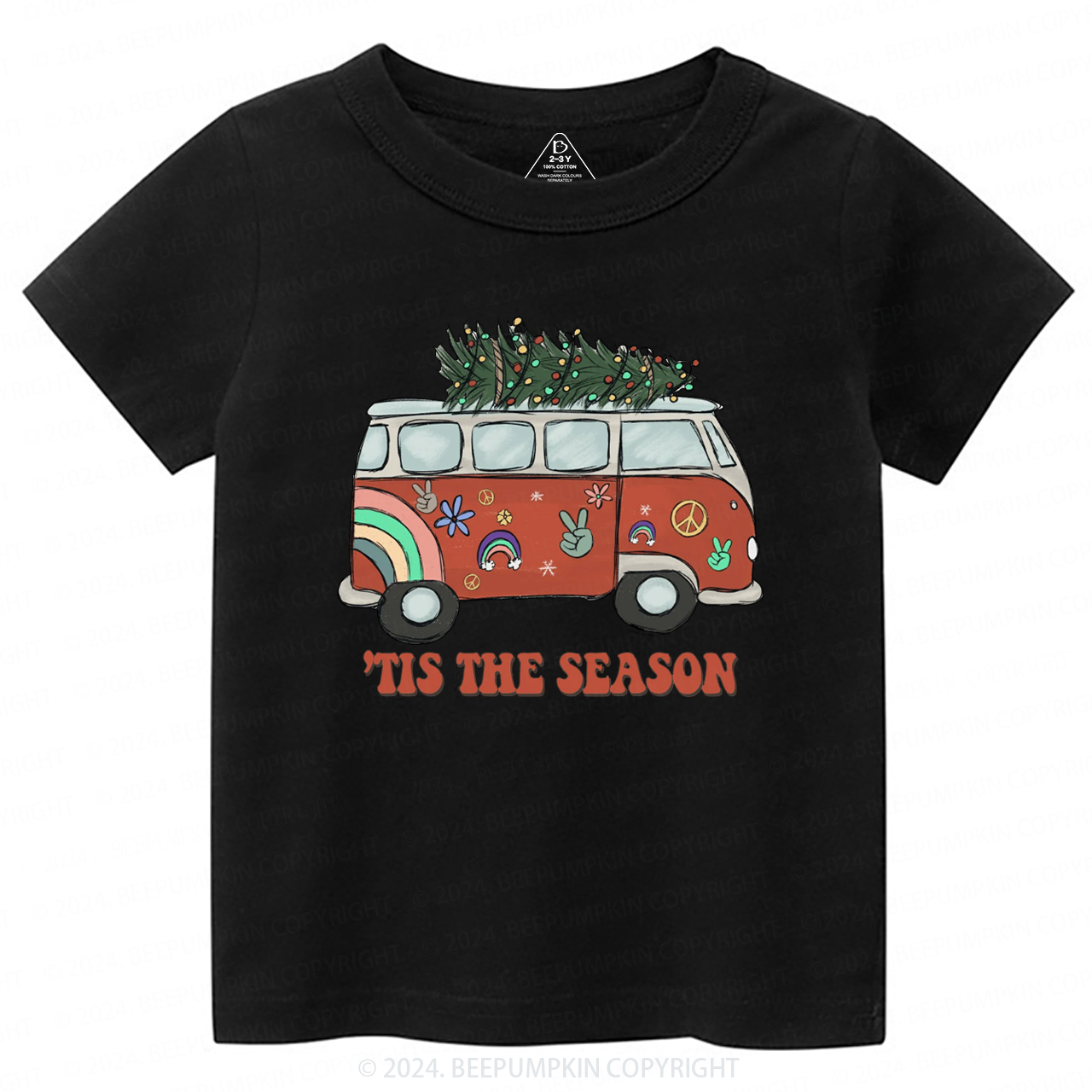 Tis The Season Hippie Christmas Toddler&Kids Tees 