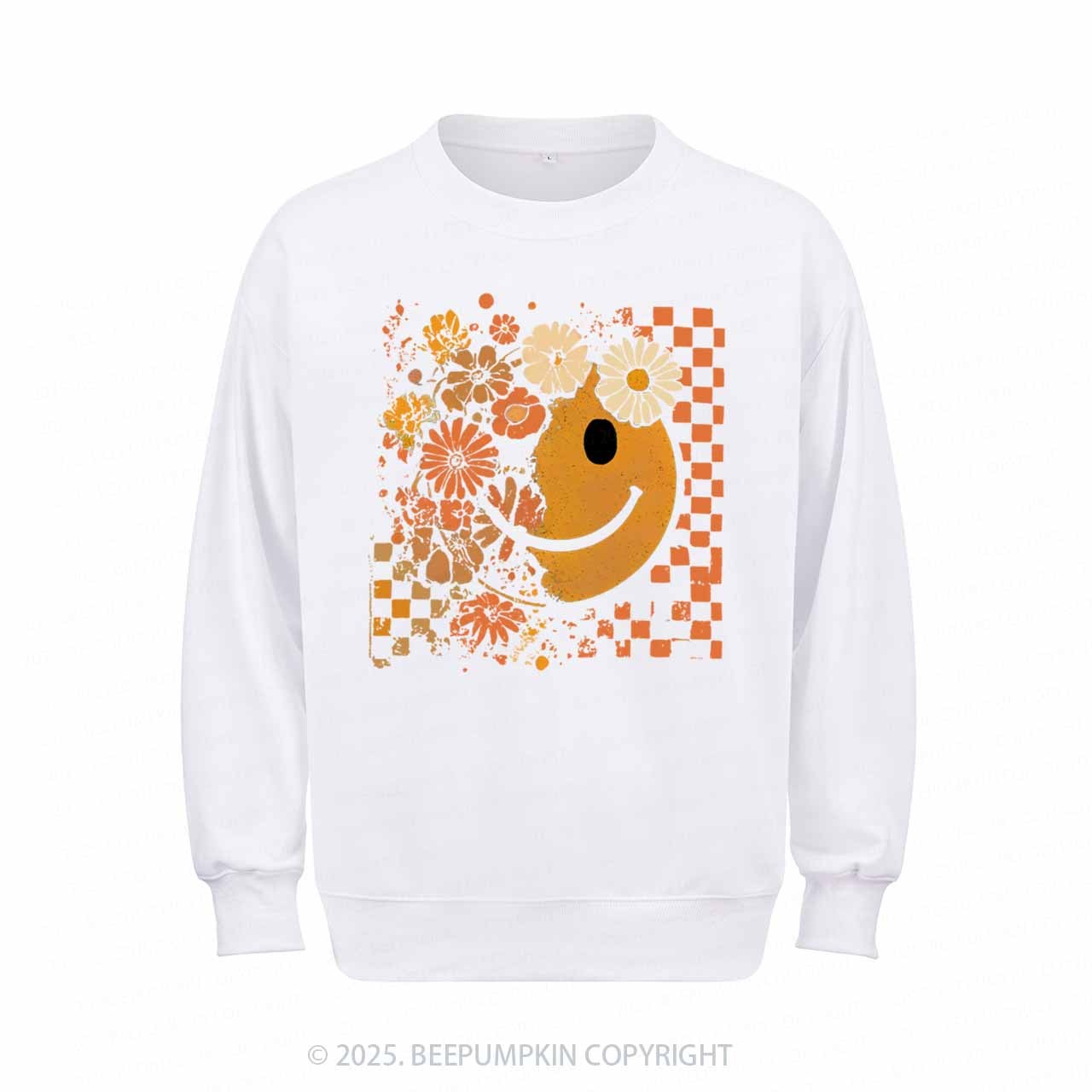 Floral Fall Smiley Face Sweatshirt Beepumpkin 