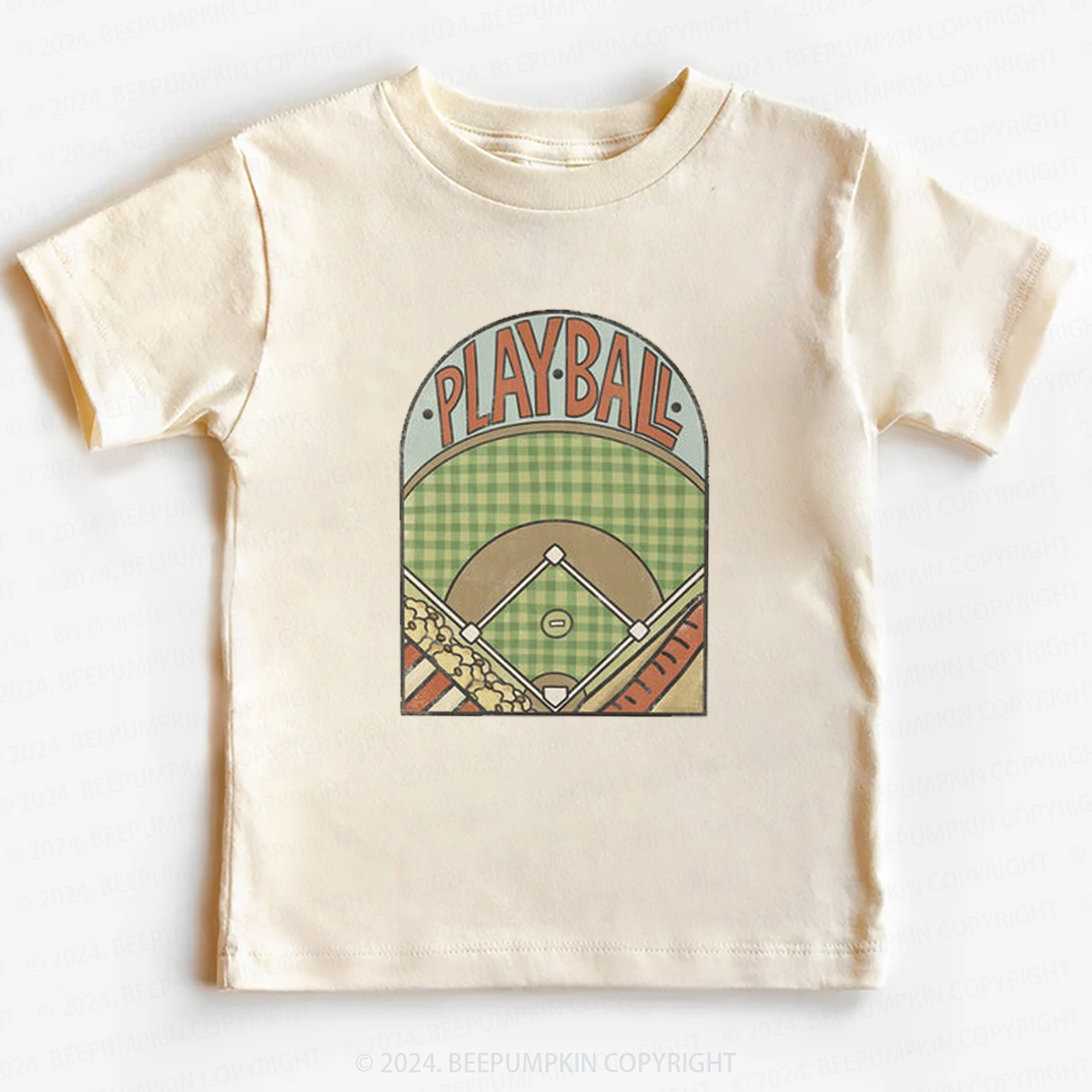 Retro Playball Baseball Field Toddler&Kids Tees 