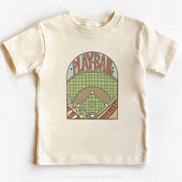 Retro Playball Baseball Field Toddler&Kids Tees 