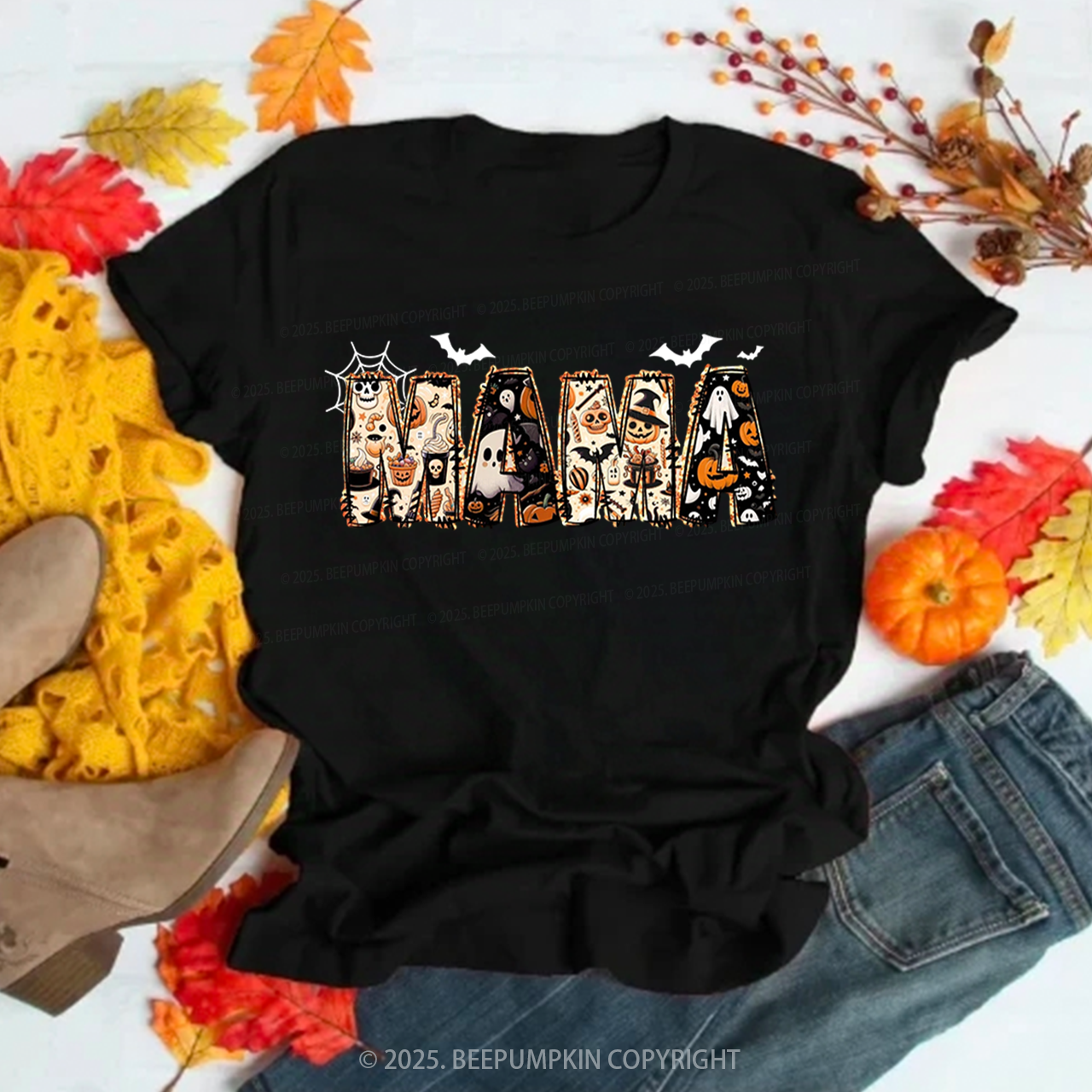 Personalized Halloween Mama T-Shirts Beepumpkin