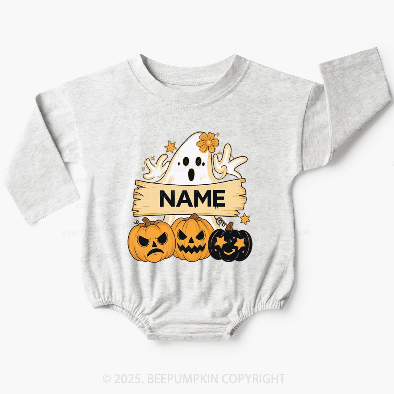 Personalized Trick Or Treat Baby Bubble Romper Beepumpkin