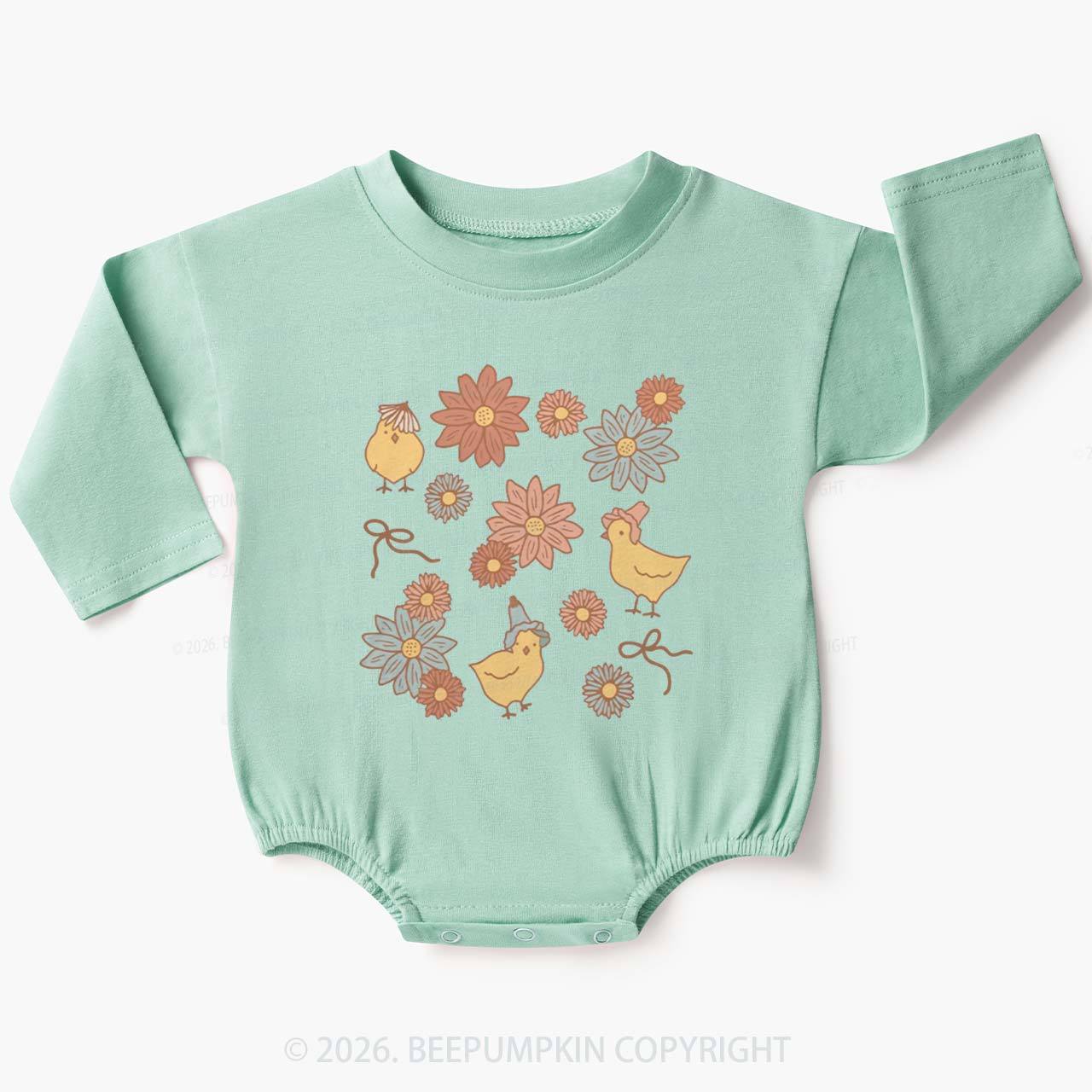 Farm Flower Chicks Baby Bubble Romper