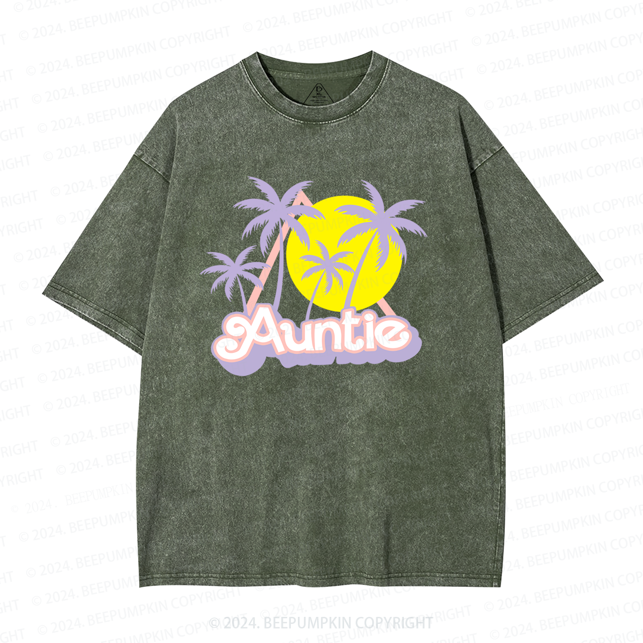 Coconut Tree Sunset Aunt Washed T-Shirts