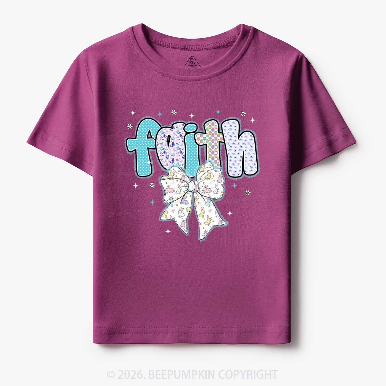 Blooming Faith Bunny Bow Toddler&Kid's Tees
