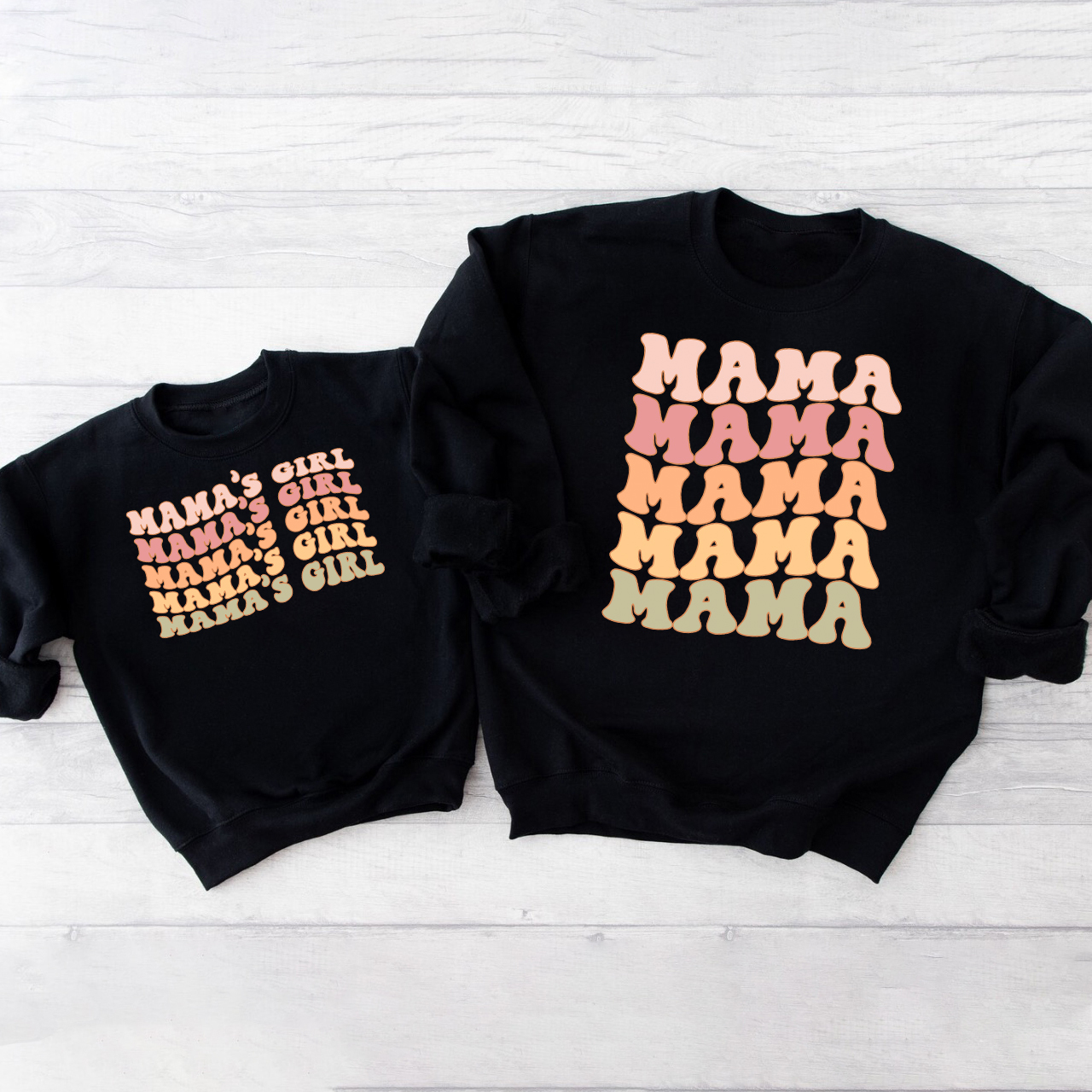 Neutral Boho Retro Mom And Me Matching Swetshirt