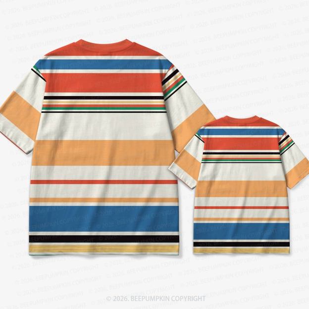 Retro Sunset Carnival Stripe Family Matching Ringer T-Shirt