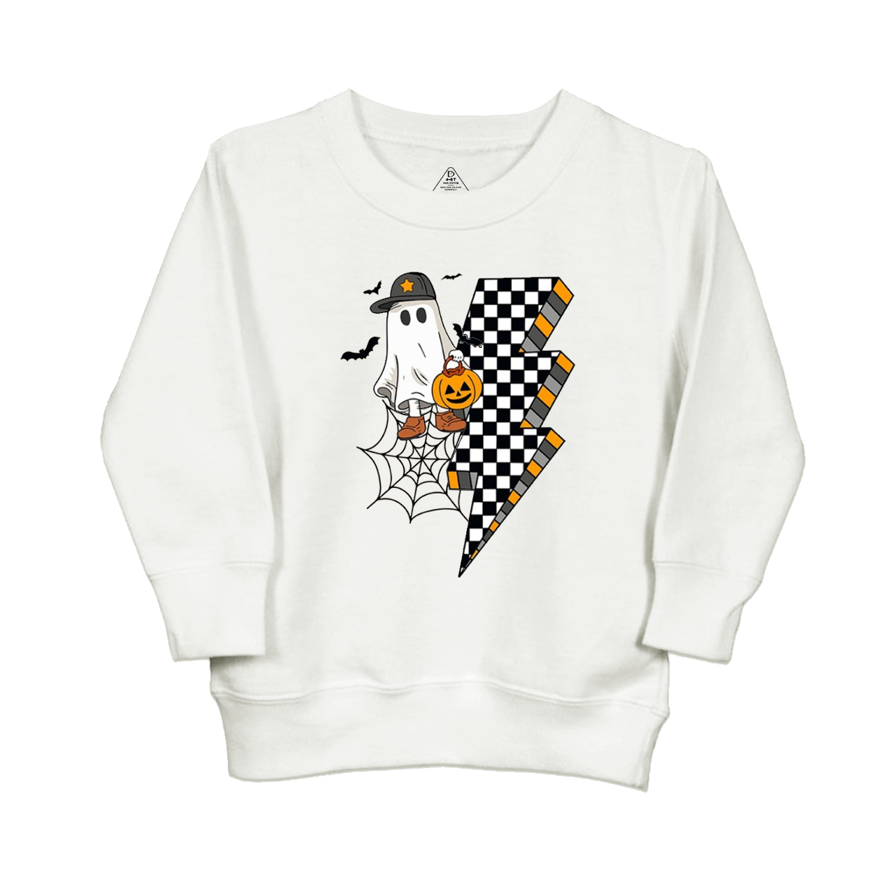 Retro Cute Boy Ghost Halloween Pumpkin Kids Sweatshirt