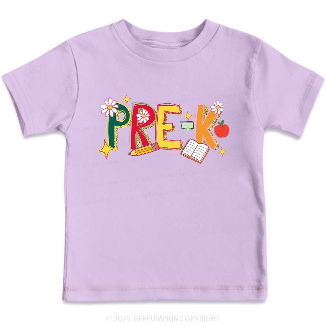 Personalized Girly Floral Kindergarten Neon School Toddler&Kid's Tees Beepumpkin