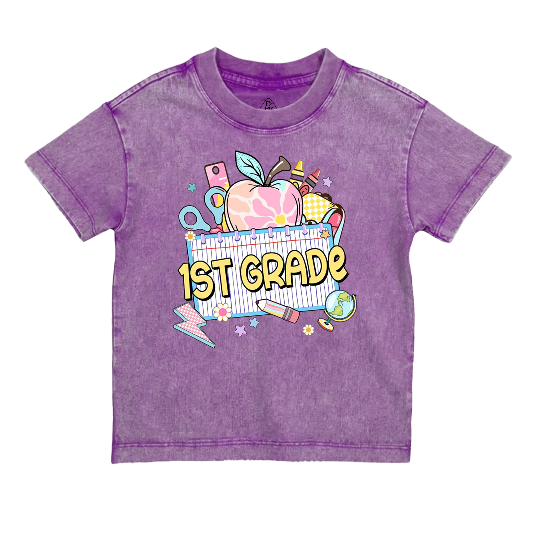 Personalized Pink Apple Back To School Gift Pack Toddler&Kids Washed Tees