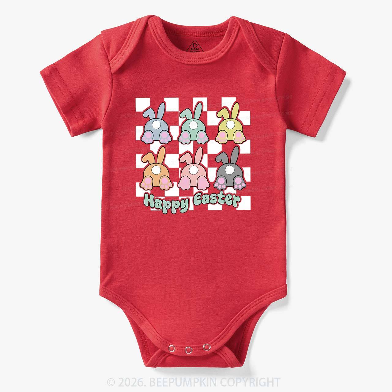 Happy Easter Bunnies Checkered Bodysuit
