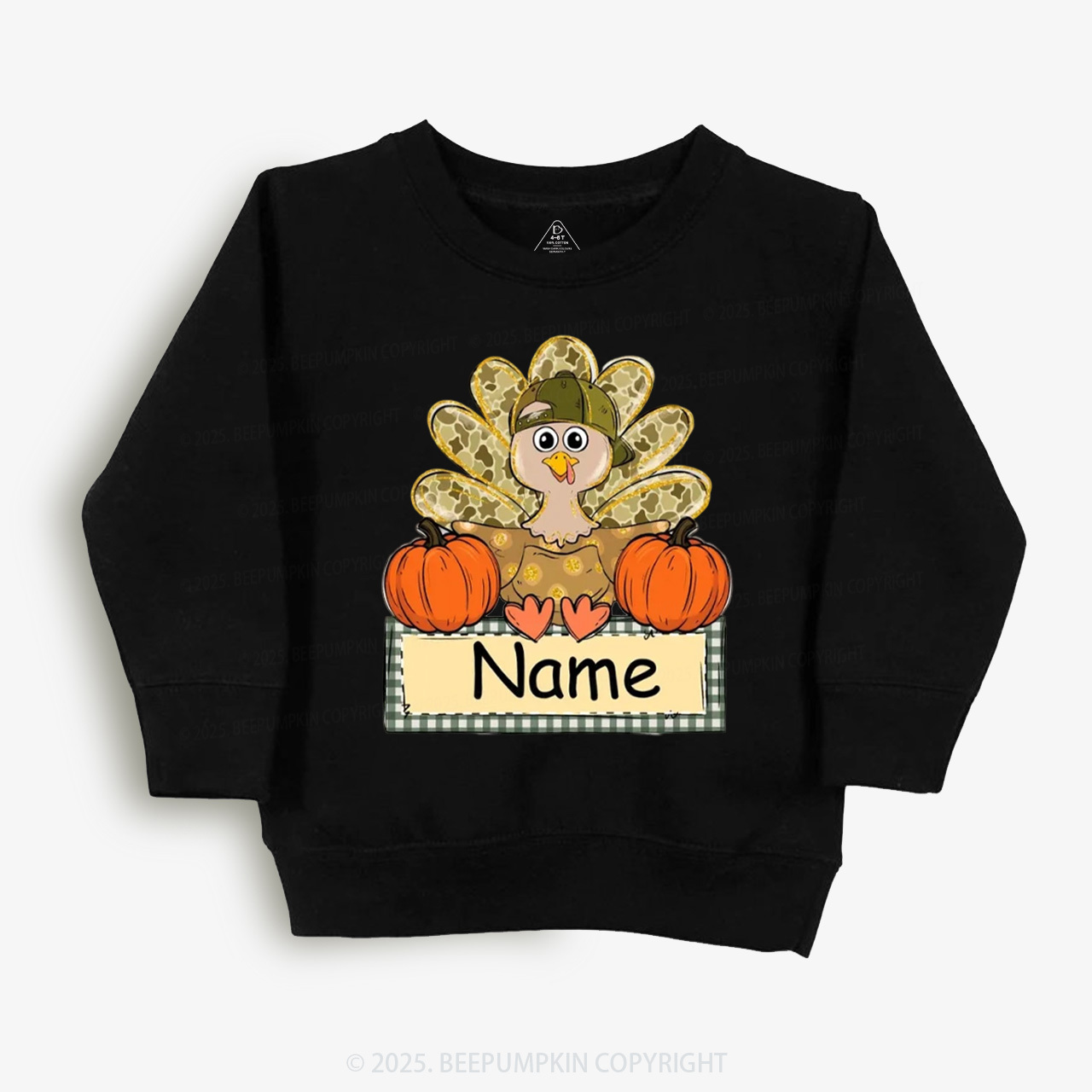 Personalized Fall Turkey Name Thanksgiving Kid's Sweatshirt