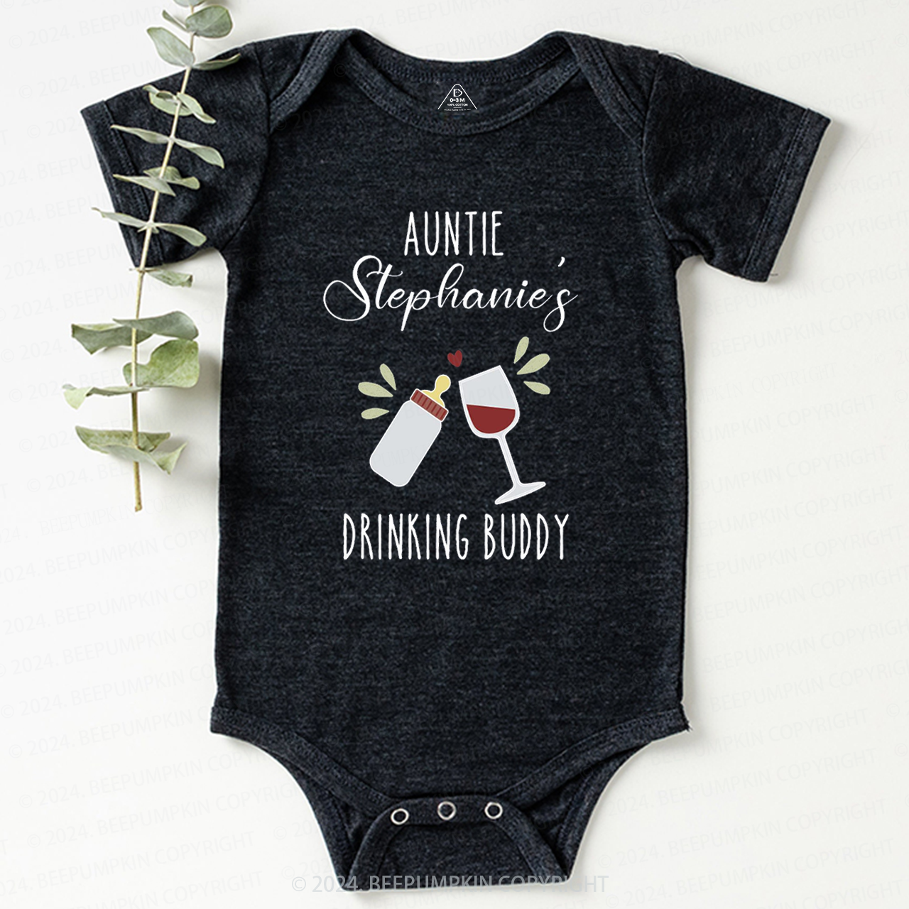 Funny Auntie Drinking Baby Bodysuit For Baby 