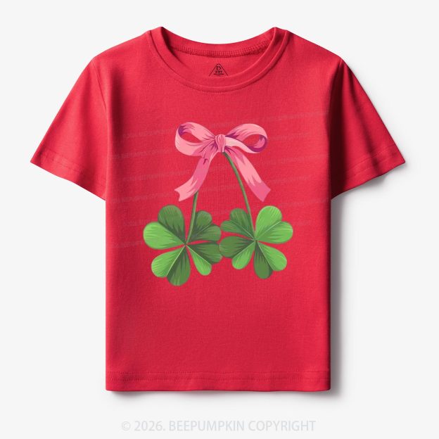 Lucky Shamrock Bow St Patrick's Day Toddler&Kid's Tees Beepumpkin