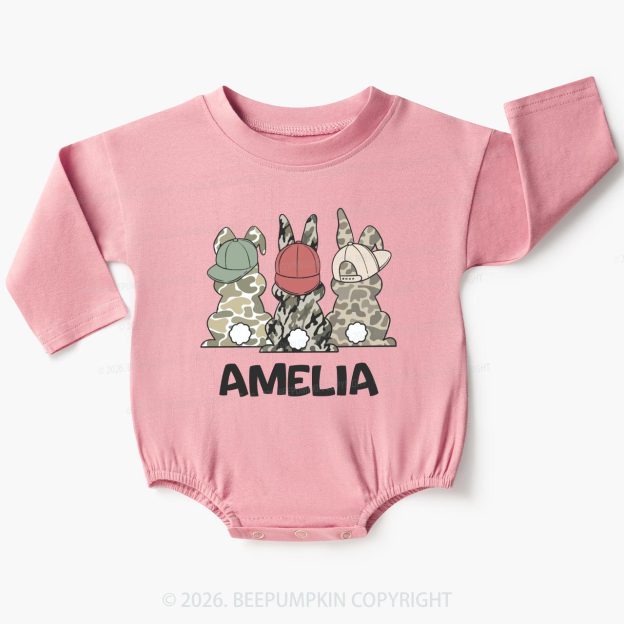 Personalized Camo Easter Bunny Baby Bubble Romper
