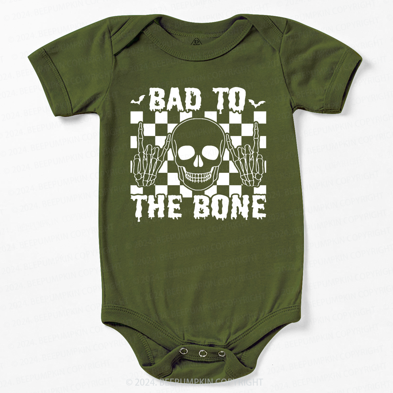 Skull Halloween Shirt-Bad To The Bone Baby Bodysuits 