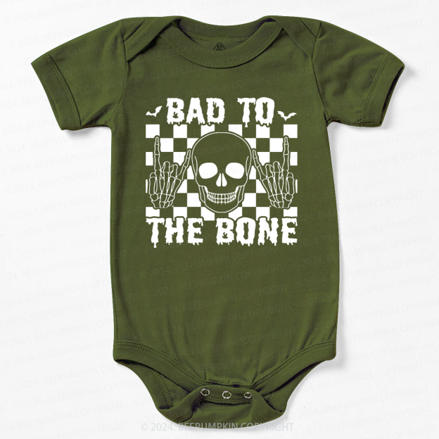 Skull Halloween Shirt-Bad To The Bone Baby Bodysuits 