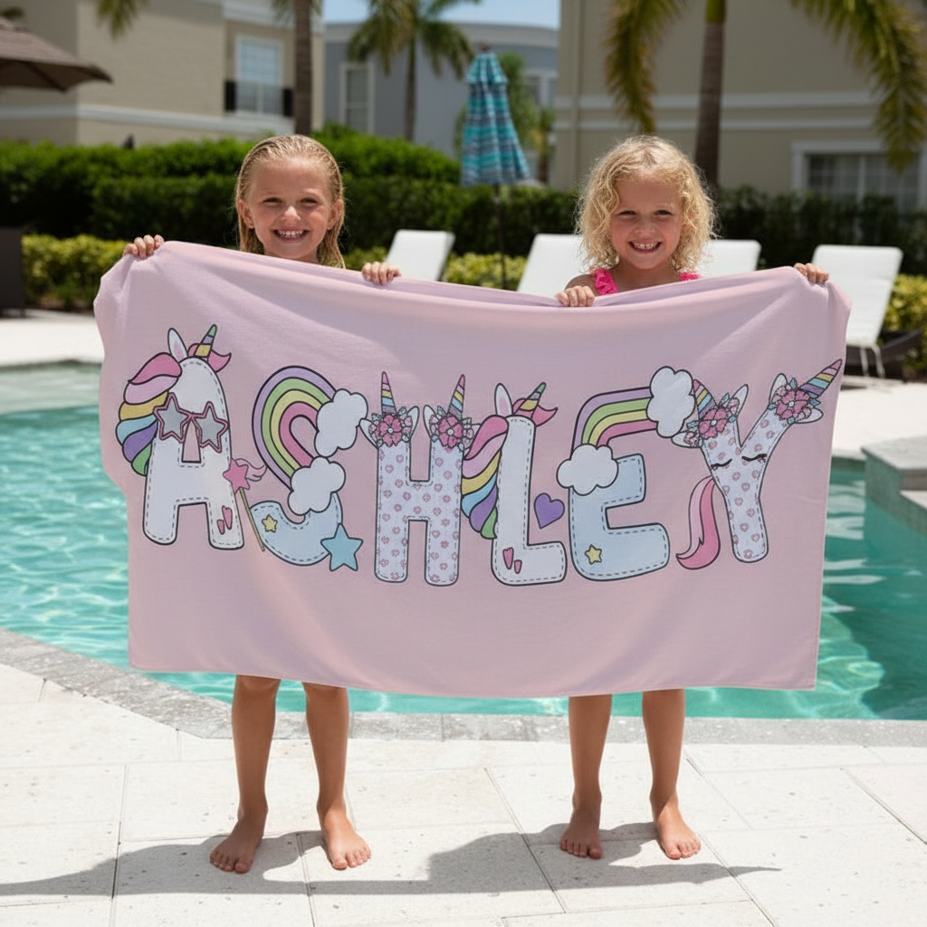 Personalized Unicorn Beach Towel
