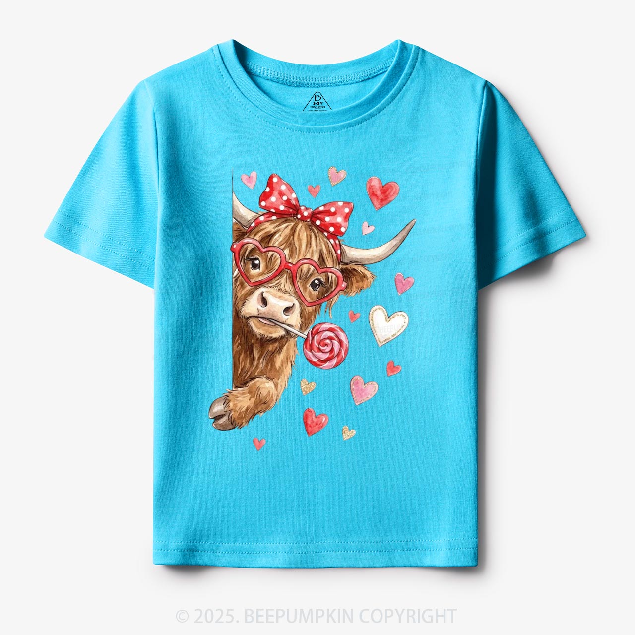 Valentine Highland Cow Toddler&Kid's Tees Beepumpkin