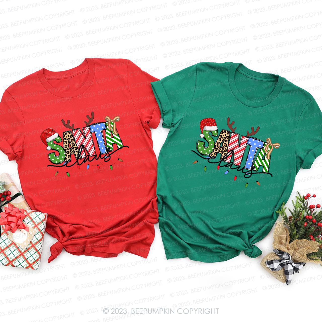Santa Claus Lost Antlers Family Matching Tees Beepumpkin