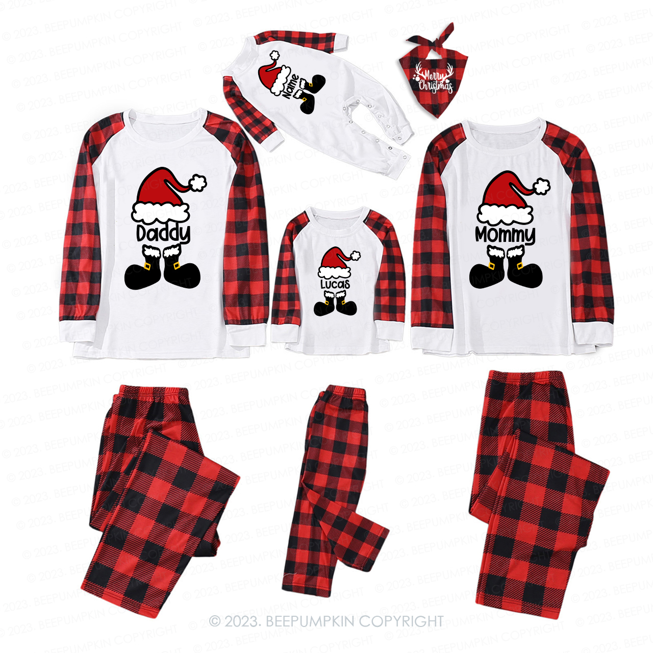 Personalized Funny Santa Hat Family Matching Pajamas Beepumpkin